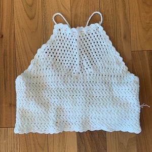 White Crochet Halter Top